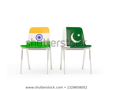 Stockfoto: Two Chairs With Flags Of India And Pakistan