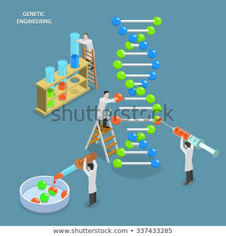 [[stock_photo]]: Isometric Flat Vector Concept Of Genetic Engineering Dna Structure Changing