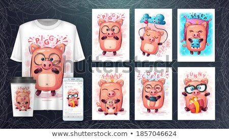 Funny Pig Poster And Merchandising ストックフォト © rwgusev