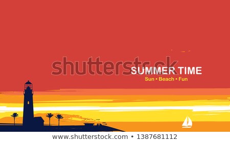 Foto stock: Lighthouse Sundown Silhouette