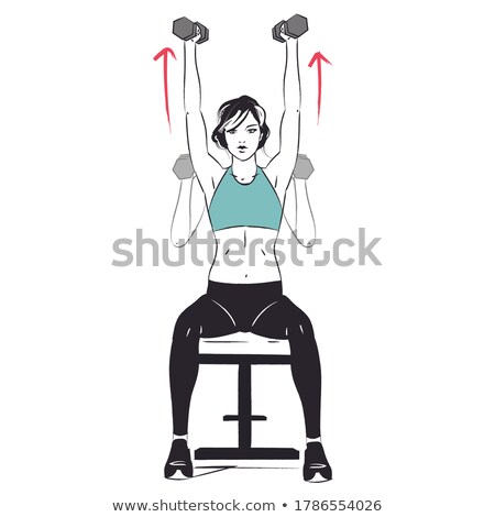 Foto stock: Girl At Gym Seated Dumbbell Shoulder Press