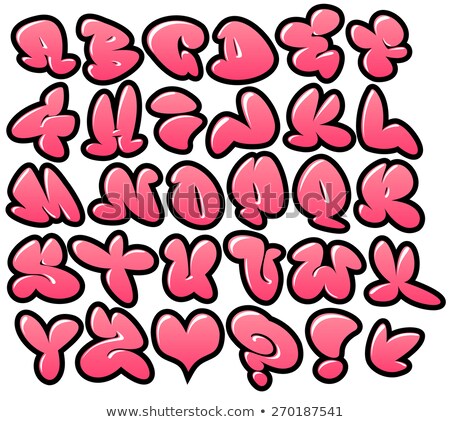 Foto stock: Graffiti Bubble Vector Fonts With Gloss And Outline Variation