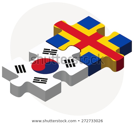 Stok fotoğraf: South Korea And Aaland Islands Flags In Puzzle Isolated