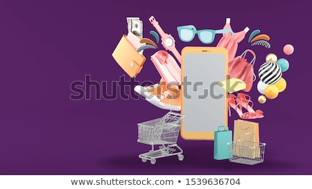 Stock photo: 3d Woman Online Shopping Concept