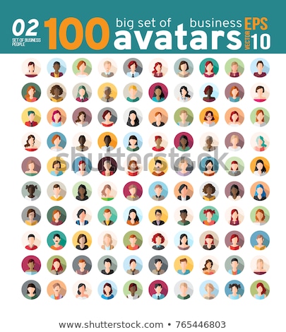 Stok fotoğraf: Flat African American Round Avatars On Color