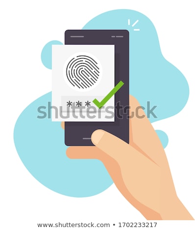 Stock photo: Smart Phone With Thumb And Fingerprint Identification