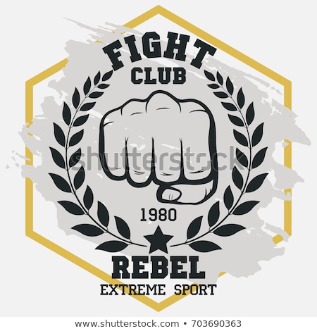 Foto stock: Fight Club Sign Fist With Laurel Wreath Hand Silhouette Vector