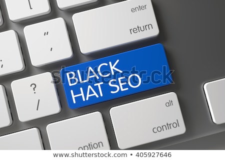 Stockfoto: Blue Black Hat Seo Button On Keyboard