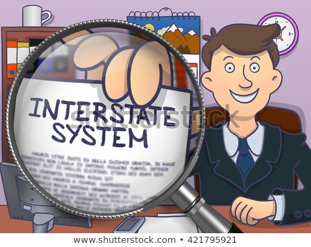[[stock_photo]]: Interstate System Through Magnifying Glass Doodle Style