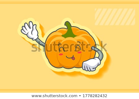Сток-фото: Pumpkin Vegetables Cartoon Emoji Character Waving
