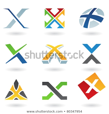 Stok fotoğraf: Red Letter X Icon With Square And Triangles Vector Illustration