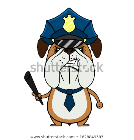 Stock fotó: Cartoon Angry Police Officer Puppy