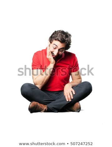 Foto stock: Portrait Of Shocked Businesssman Looking Down To Side