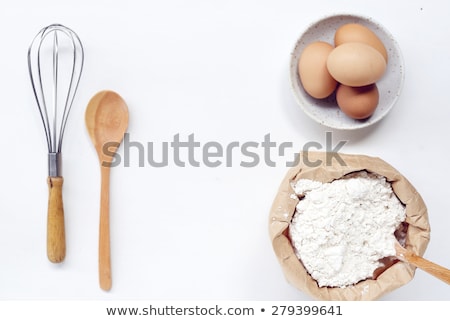 Stok fotoğraf: Vintage Wooden Whisk And Eggshells