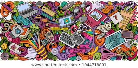 Foto stock: Cartoon Vector Doodles Design Card Graphics With Lots Of Objects Illustration