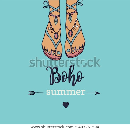 Foto stock: Bohemian Fashion Style Set Boho And Gypsy Clothes Illustration