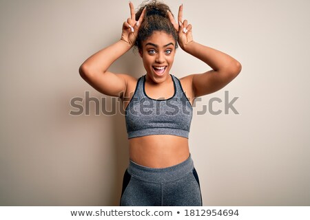 Stock fotó: Image Of Cheerful African American Sportswoman Posing And Smiling