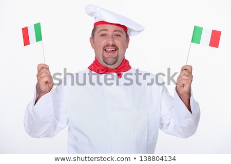 Stock photo: Italian Chef Waving A Flag