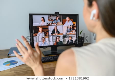 Stock foto: Brunette Working On Laptop Computer