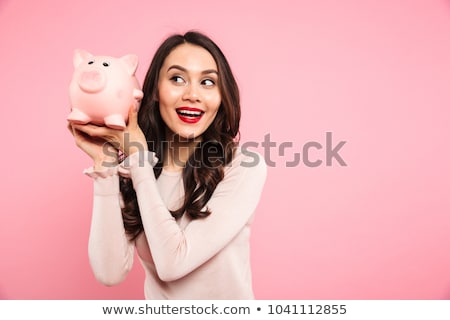 Сток-фото: Girl Holding Piggy Bank