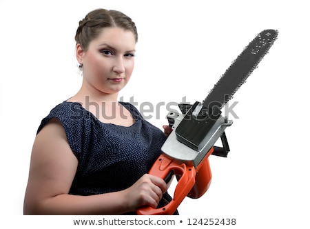 ストックフォト: Young Girl With Chainsaw