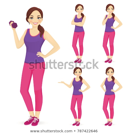 Foto stock: Athletic Girl With Dumbbells