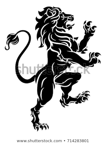 Stockfoto: Heraldic Lion Standing Rampant Crest Coat Of Arms