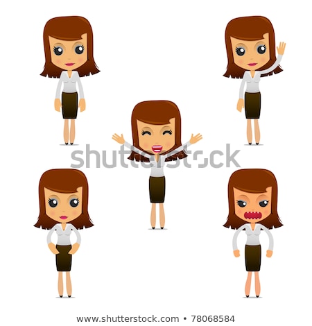 Stock fotó: Set Of Funny Cartoon Businesswoman