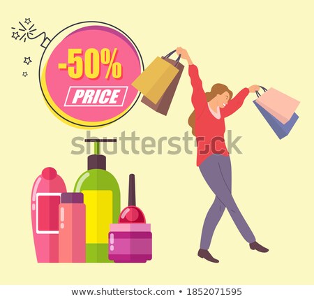 Stok fotoğraf: Shopping Female With Cosmetics Stand Set Vector