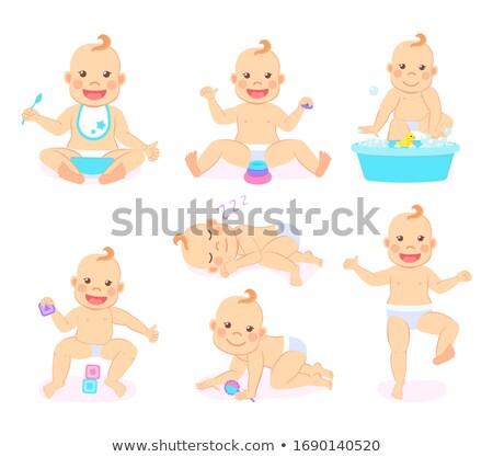 ストックフォト: Baby Shower Kid Eating Meal From Bowl Sleeping