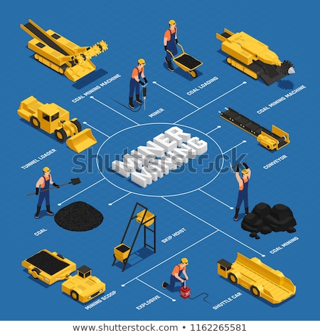 Stock photo: Coal Mining Equipment Isometric Icons Set Vector