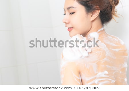 Zdjęcia stock: Smiling Caucasian Woman Taking In A Bubble Bath