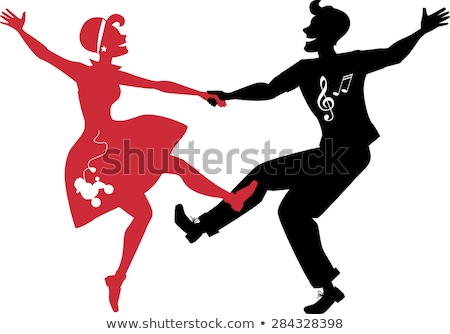 [[stock_photo]]: Rock N Roll Couple Silhouette - Illustration