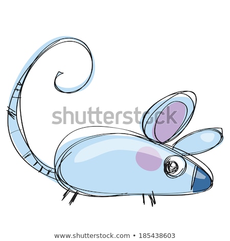 Stockfoto: Cartoon Baby Vector Mouse In A Naif Childish Drawing Style