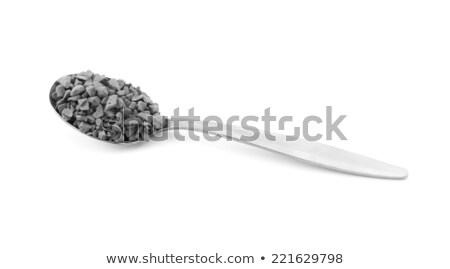Foto stock: Metal Teaspoon Measure Of Instant Coffee Granules