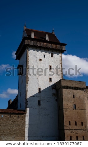 Foto stock: Medieval Knight Against Stone Wall