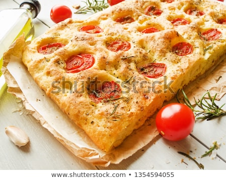 Italian Focaccia Bread With Rosemary Stok fotoğraf © AGfoto