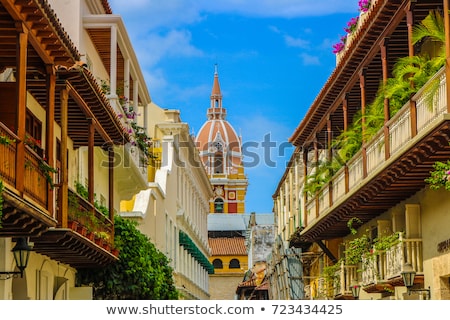 ストックフォト: Spanish Colonial House Cartagena De Indias Colombias Caribbea