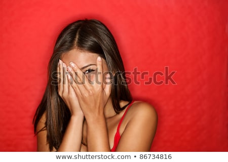 Beauty Portrait Of Shy Young Smiling Woman Stockfoto © Ariwasabi