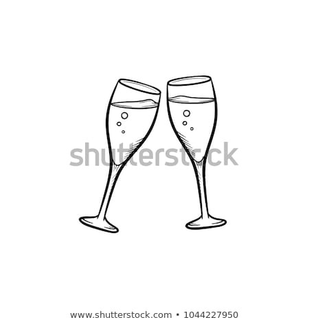 Сток-фото: Two Glasses Of Champaign Sketch Icon