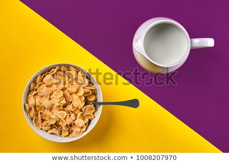 Stock photo: Jug Of Milk And Corn Flakes With Fruits