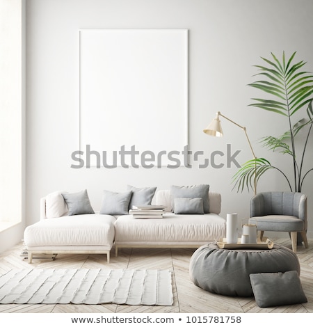 Stock fotó: Modern Interior With Black Canvas On The Wall 3d Rendering
