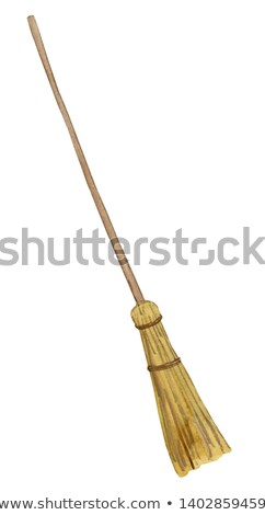 Stockfoto: Cute Watercolor Witches Broom Illustration Isolated On White Background