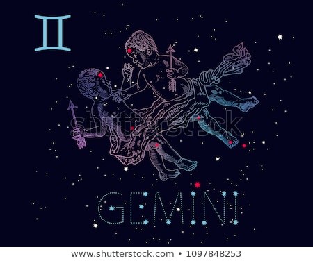 Foto stock: Blue Gemini Or Twins Icon Vector Illustration