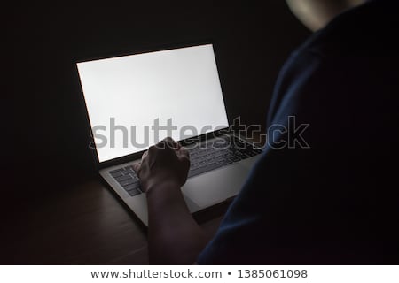 ストックフォト: Hacker With Laptop Computer In Dark Room