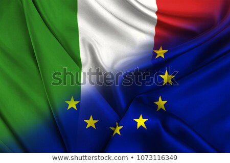 Zdjęcia stock: Two Waving Flags Of Italy And Eu