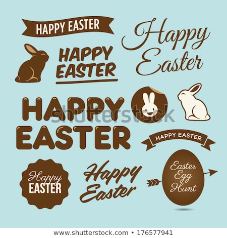 [[stock_photo]]: Easter Card Of 3d Chocolate Bunny And Color Eggs