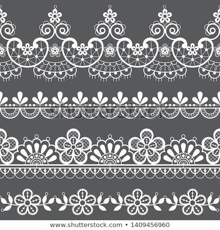 Seamless Retro Floral Wedding Lace Vector Pattern - Design With Flowers And Swirls Detailed Ornamen Stock fotó © RedKoala