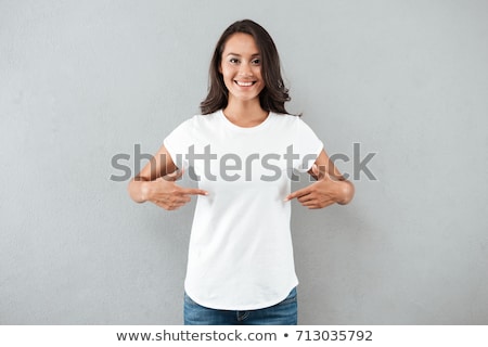 Foto stock: Smiling Teenage Girl In Blank White T Shirt