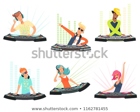 Foto stock: Dj With Mixing Console Woman